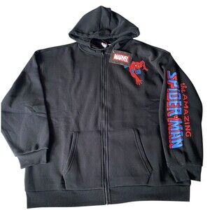 Marvel The Amazing Spider-Man Zip Up Hoodie Jacket Black 2X New With Tags